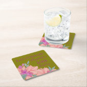ピンクウォーターカラー花模様パーソナライズされたナプキン スクエアペーパーコースター (インサイチュ)