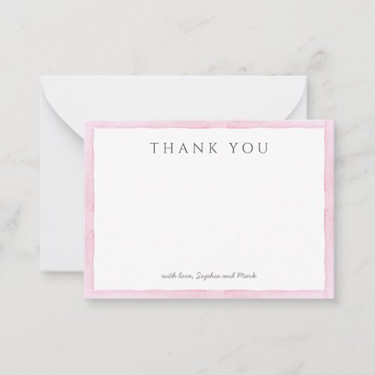 ピンクウォーターカラー誕生日ありがとう ノートカード (正面)