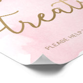 ピンクウォーターカラー金ゴールドスイートトリートサイン ポスター (角)