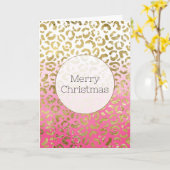 ピンクウォーターカラー金ゴールドヒョウ カード (黄色い花)