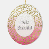 ピンクウォーターカラー金ゴールドヒョウ セラミックオーナメント (左)