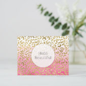 ピンクウォーターカラー金ゴールドヒョウ ポストカード (スタンド正面)