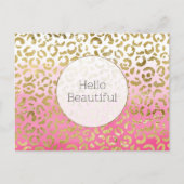 ピンクウォーターカラー金ゴールドヒョウ ポストカード (正面)