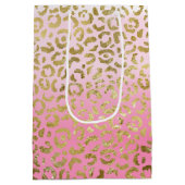 ピンクウォーターカラー金ゴールドヒョウ ミディアムペーパーバッグ (裏面)