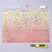 ピンクウォーターカラー金ゴールドヒョウ 薄葉紙 (クラフト)