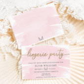 ピンクウォーターカラー金ゴールドランジェリーパーティーブライダルシャワー 招待状