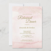 ピンクウォーターカラー金ゴールド型リハーサルディナー 招待状 (正面)