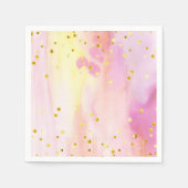 ピンクウォーターカラー金ゴールド紙吹雪パーティー紙ナプキンス スタンダードカクテルナプキン (正面)