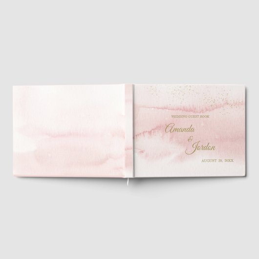 ピンクウォーターカラー金ゴールド結婚タイプズゲストブック ゲストブック (全面)