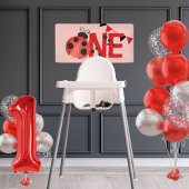 ピンクウォーターカラー1レディーバグ誕生日ミニバナー 横断幕