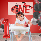 ピンクウォーターカラー1レディーバグ誕生日ミニバナー 横断幕