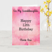 ピンクウォーターカラー12誕生日孫娘 カード (黄色い花)