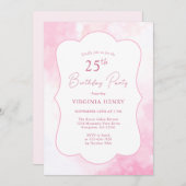 ピンクウォーターカラー25誕生日招待状 招待状 (正面/裏面)