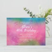 ピンクウォーターカラー40歳誕生日パーティの招待状 招待状 (スタンド正面)