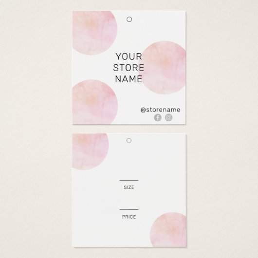 ピンクウォーターガーリーカラースクエアブティックプライスラベル (正面&裏面)