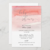 ピンクウォーターグラデーションカラーベビーシャワー招待状 招待状 (正面/裏面)