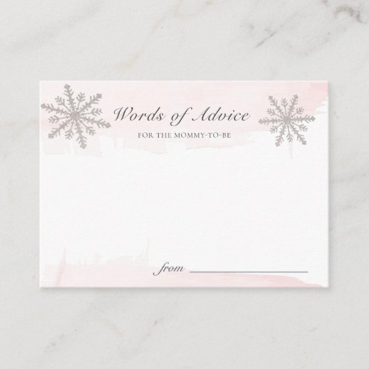 ピンクウォーターコロスノーフレークスベビーシャワーアドバイスカード エンクロージャーカード (正面)
