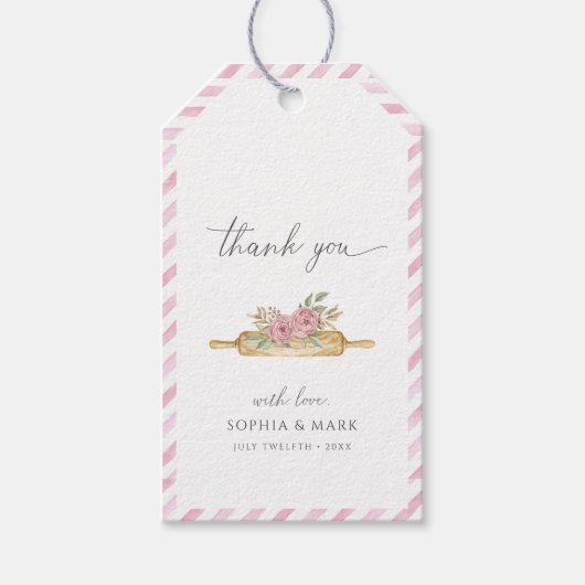 ピンクウォーターストライプのカラー ギフトタグ (正面)