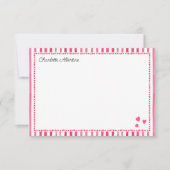 ピンクウォーターストライプカラーパーソナライズされた ノートカード (正面)