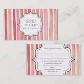 ピンクウォーターストライプカラー美容師カード 予約カード (正面/裏面)