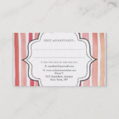 ピンクウォーターストライプカラー美容師カード 予約カード (裏面)