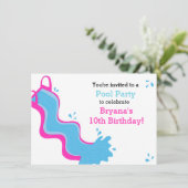 ピンクウォータースライドプールスイムパーティー女子招待状 招待状 (スタンド正面)