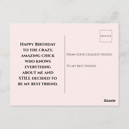 ピンクウォーターハッピーバースデーポストカード ポストカード (裏面)