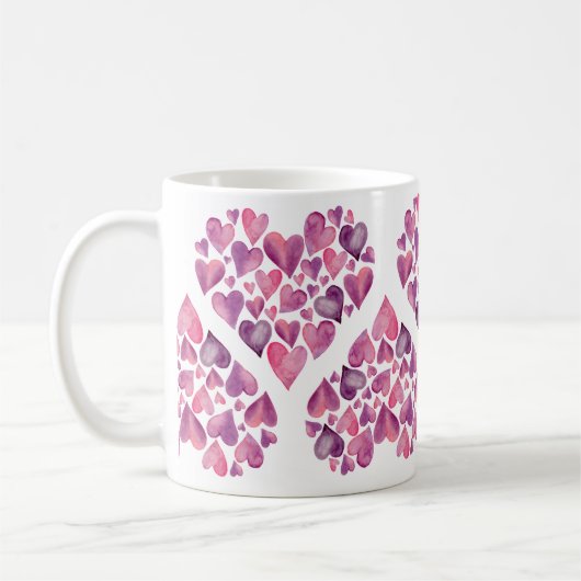ピンクウォーターハートバレンタインデー コーヒーマグカップ (左)