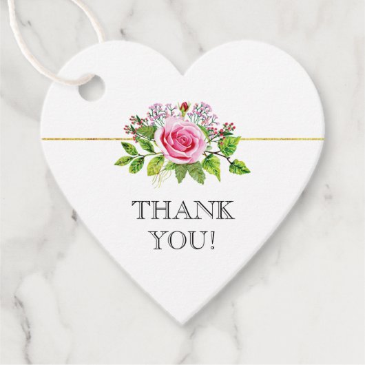 ピンクウォーターバラフローラ結婚ズサンキュー フェイバータグ (正面)