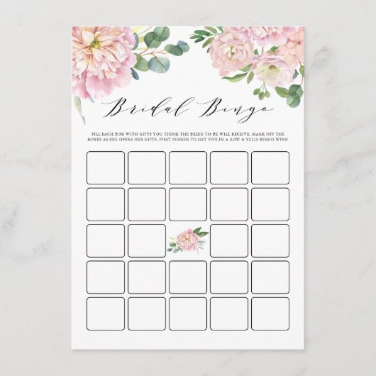 ピンクウォーターバラブライダルシャワービンゴゲーム エンクロージャーカード (正面)