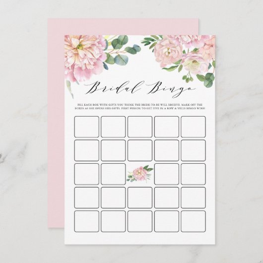 ピンクウォーターバラブライダルシャワービンゴゲーム エンクロージャーカード (正面/裏面)