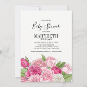 ピンクウォーターバラベビーシャワー招待状 招待状 (正面)