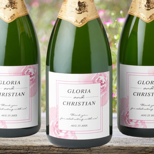 ピンクウォーターバラ結婚ズ スパークリングワインラベル