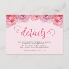 ピンクウォーターバラ結婚フローラの詳細 エンクロージャーカード