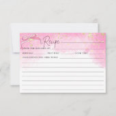 ピンクウォーターフェイクカラー金ゴールドグリッターボウレシピカード 招待状 (正面)