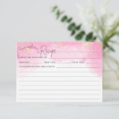 ピンクウォーターフェイクカラー金ゴールドグリッターボウレシピカード 招待状 (スタンド正面)