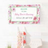 ピンクウォーターフローラガールズベビーシャワー 横断幕 (インサイチュ)