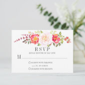 ピンクウォーターフローラバラグリーンリーRSVP 出欠カード (スタンド正面)