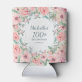 ピンクウォーターフローラバラ100誕生日名 缶クーラー (裏面)