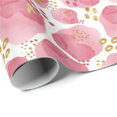 ピンクウォーターフローララッピング紙エレガント- Ab ラッピングペーパー (ロールコーナー)