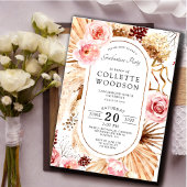 ピンクウォーターフローラ植物卒業パーティー 招待状