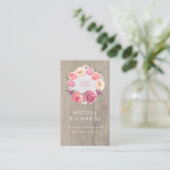 ピンクウォーターフローラ素朴リースウッドアンドレース 名刺 (スタンド正面)