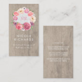 ピンクウォーターフローラ素朴リースウッドアンドレース 名刺 (正面/裏面)