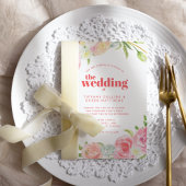 ピンクウォーターフローラ結婚植物体 招待状