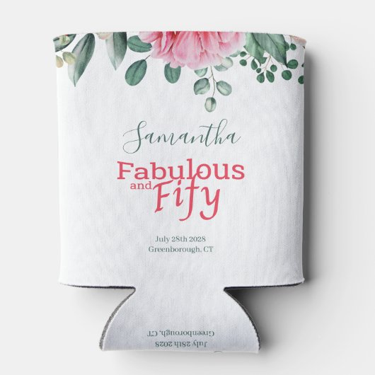 ピンクウォーターフローラ50thバースデーパーティーのお願い 缶クーラー (裏面)