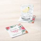 ピンクウォーターフローラ50thバースデーパーティー スクエアペーパーコースター (インサイチュ)