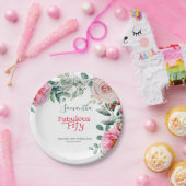 ピンクウォーターフローラ50thバースデーパーティー ペーパープレート (パーティー)