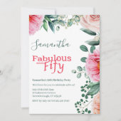 ピンクウォーターフローラ50thバースデーパーティー 招待状 (正面)