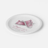 ピンクウォーターベビーシューズ女の子ベビーシャワー ペーパープレート (アングル)