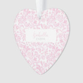 ピンクウォーターベビー名誕生日付甘いハート オーナメント (正面)